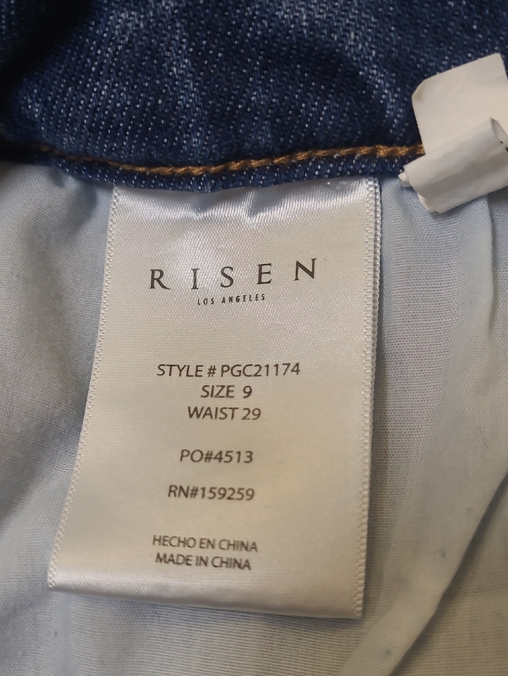 RISEN Straight Leg High-Rise Jeans in Distressed Blue61%cotton used good.9/29. - Picture 13 of 15